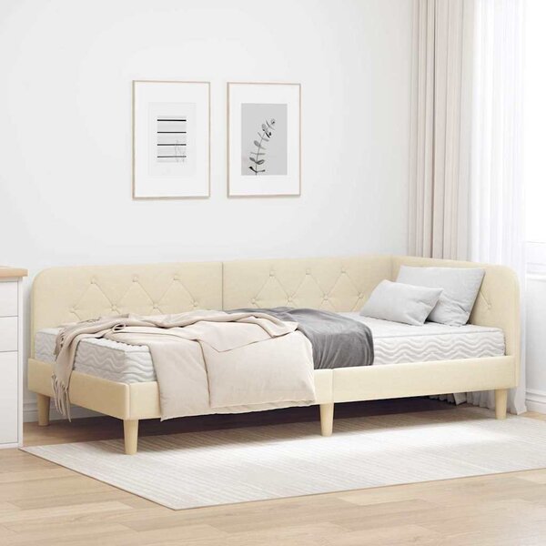 Kutni okvir kreveta Krema 90 x 190 cm tkanina - Krem / 90 x 190 cm