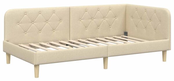 Kutni okvir kreveta Krema 90 x 190 cm tkanina - Krem / 90 x 190 cm