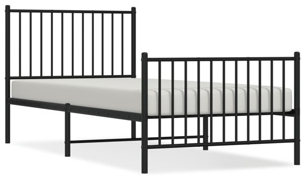 Metalni okvir kreveta uzglavlje i podnožje crni 90 x 200 cm - Crna / 90 x 200 cm