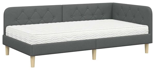 Kutni okvir kreveta Tamno siva 90 x 200 cm tkanina - Siva / 90 x 200 cm