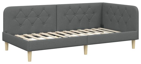 Kutni okvir kreveta Tamno siva 90 x 200 cm tkanina - Siva / 90 x 200 cm
