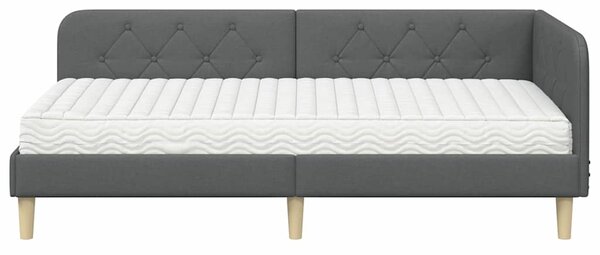 Kutni okvir kreveta Tamno siva 90 x 200 cm tkanina - Siva / 90 x 200 cm