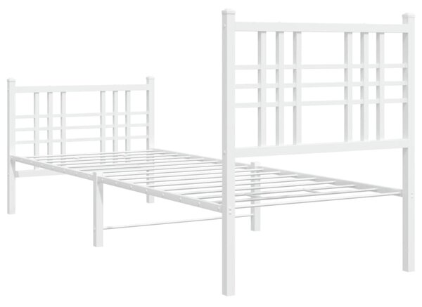 Metalni okvir kreveta uzglavlje i podnožje bijeli 80x200 cm - Bijela / 80 x 200 cm