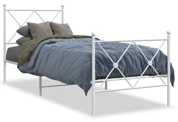 Metalni okvir kreveta uzglavlje i podnožje bijeli 80x200 cm - Bijela / 80 x 200 cm