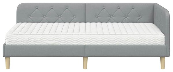 Kutni okvir kreveta Svijetlo siva 90 x 190 cm tkanina - Svjetlosiva / 90 x 190 cm