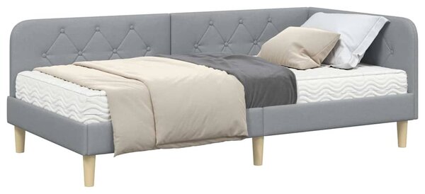 Kutni okvir kreveta Svijetlo siva 90 x 190 cm tkanina - Svjetlosiva / 90 x 190 cm