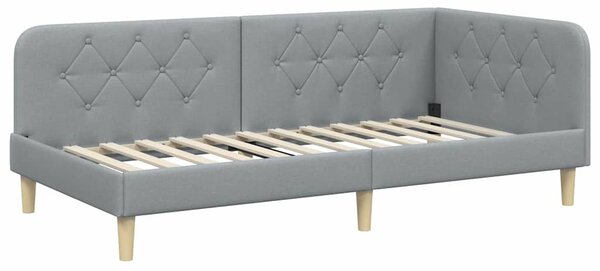 Kutni okvir kreveta Svijetlo siva 90 x 190 cm tkanina - Svjetlosiva / 90 x 190 cm