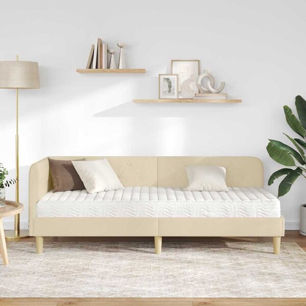Kutni okvir kreveta Krema 80 x 200 cm tkanina - Krem / 80 x 200 cm
