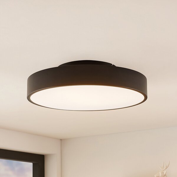Lindby LED stropna svjetiljka Milada, crna, CCT, daljinski upravljač, prigušiva, Crno, Dnevni boravak/blagovaonica, Metal