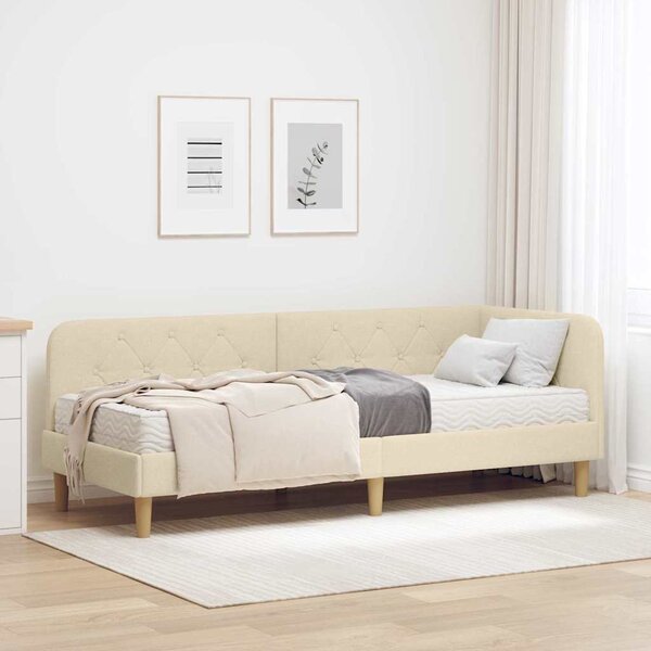 Kutni okvir kreveta Krema 80 x 200 cm tkanina - Krem / 80 x 200 cm