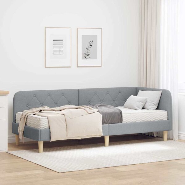 Kutni okvir kreveta Svijetlo siva 80 x 200 cm tkanina - Svjetlosiva / 80 x 200 cm