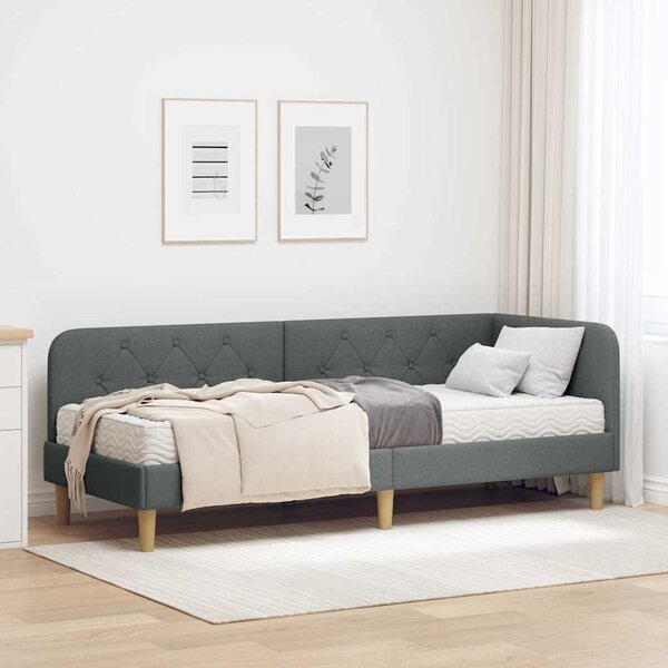 Kutni okvir kreveta Tamno siva 80 x 200 cm tkanina - Siva / 80 x 200 cm