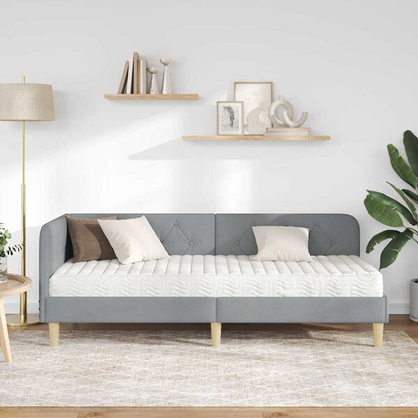Kutni okvir kreveta Svijetlo siva 80 x 200 cm tkanina - Svjetlosiva / 80 x 200 cm