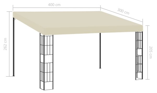 Zidna sjenica 3 x 4 m krem od tkanine - Krema / 3 x 4 m