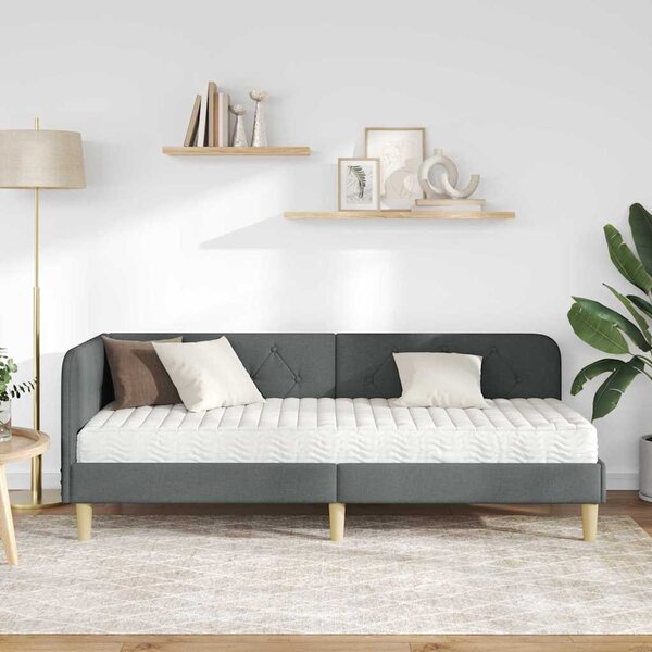 Kutni okvir kreveta Tamno siva 80 x 200 cm tkanina - Siva / 80 x 200 cm