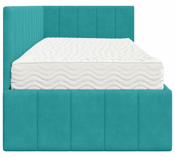 Kutni krevetni okvir s madracem 2 pcs Tirkizna Baršun - Tirkizna / 80 x 200 cm