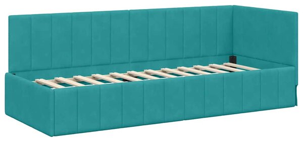 Kutni krevetni okvir s madracem 2 pcs Tirkizna Baršun - Tirkizna / 80 x 200 cm