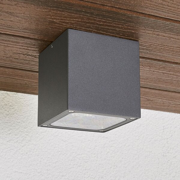 Lucande LED stropna svjetiljka Tanea, 12x12 cm, tamno siva, IP54, Sivo, Metal