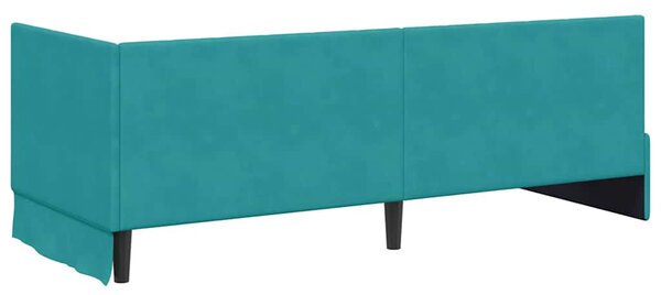 Kutni krevetni okvir s madracem 2 pcs Tirkizna Baršun - Tirkizna / 80 x 200 cm