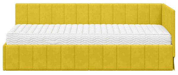 Kutni krevetni okvir s madracem s uzglavljem 2 pcs Žuta Baršun - Žuta / 80 x 200 cm