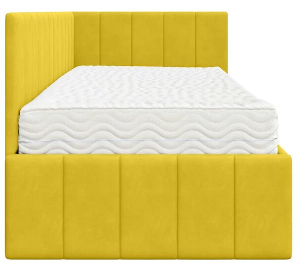 Kutni krevetni okvir s madracem s uzglavljem 2 pcs Žuta Baršun - Žuta / 80 x 200 cm