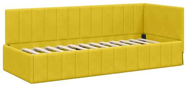 Kutni krevetni okvir s madracem s uzglavljem 2 pcs Žuta Baršun - Žuta / 80 x 200 cm
