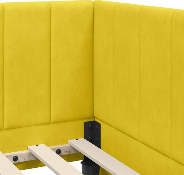 Kutni krevetni okvir s madracem s uzglavljem 2 pcs Žuta Baršun - Žuta / 80 x 200 cm