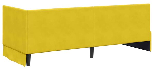 Kutni krevetni okvir s madracem s uzglavljem 2 pcs Žuta Baršun - Žuta / 80 x 200 cm