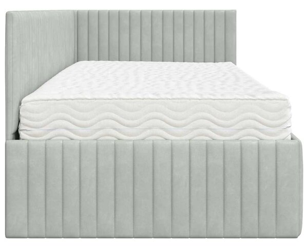 Kutni krevetni okvir s madracem 2 pcs Svjetlosiva Baršun - Svjetlosiva / 80 x 200 cm