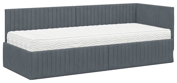 Kutni krevetni okvir s madracem s uzglavljem 2 pcs Siva Baršun - Crvena / 80 x 200 cm