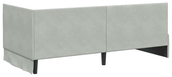 Kutni krevetni okvir s madracem 2 pcs Svjetlosiva Baršun - Svjetlosiva / 80 x 200 cm