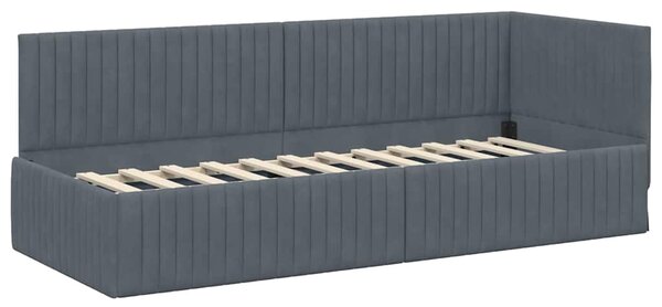 Kutni krevetni okvir s madracem s uzglavljem 2 pcs Siva Baršun - Crvena / 80 x 200 cm