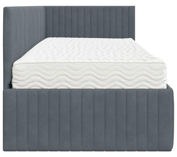 Kutni krevetni okvir s madracem s uzglavljem 2 pcs Siva Baršun - Crvena / 80 x 200 cm