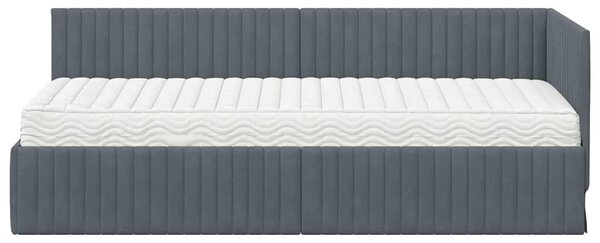 Kutni krevetni okvir s madracem s uzglavljem 2 pcs Siva Baršun - Crvena / 80 x 200 cm