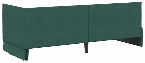 Kutni krevetni okvir s madracem 2 pcs Zelena Baršun - Crna / 80 x 200 cm