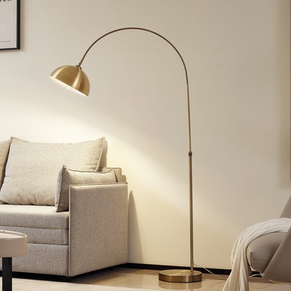 Lindby Lennart lučna podna lampa, antikni mesing, metal 183 cm, Bronca / stari mesing, Dnevni boravak/blagovaonica, Metal