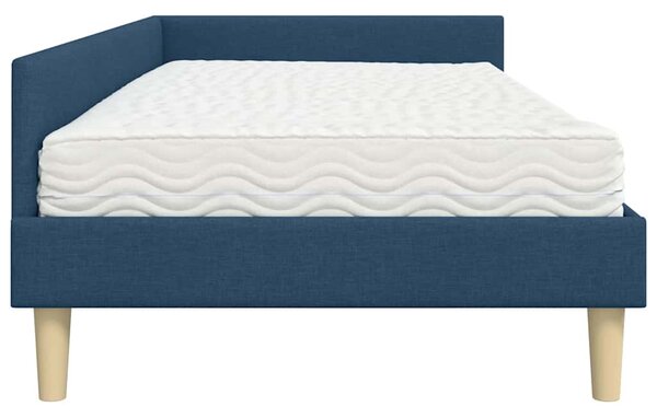 Kutni krevetni okvir s madracem s madracem 2 pcs Plava tkanina - Plava / 90 x 190 cm