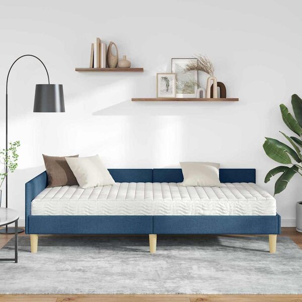 Kutni krevetni okvir s madracem s madracem 2 pcs Plava tkanina - Plava / 90 x 190 cm