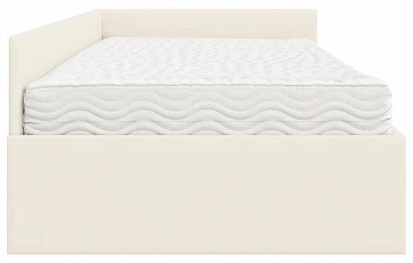 Kutni krevetni okvir s madracem Ostalo 2 pcs Krema Baršun - Krem / 90 x 190 cm