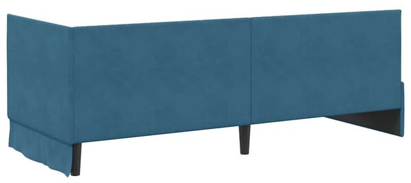 Kutni krevetni okvir s madracem s uzglavljem 2 pcs Plava Baršun - Plava / 80 x 200 cm