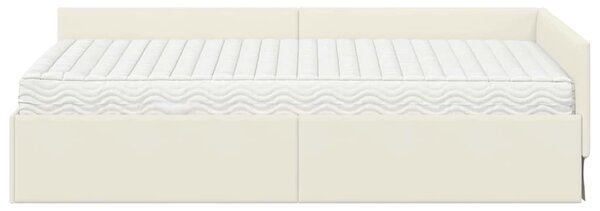 Kutni krevetni okvir s madracem Ostalo 2 pcs Krema Baršun - Krem / 90 x 190 cm