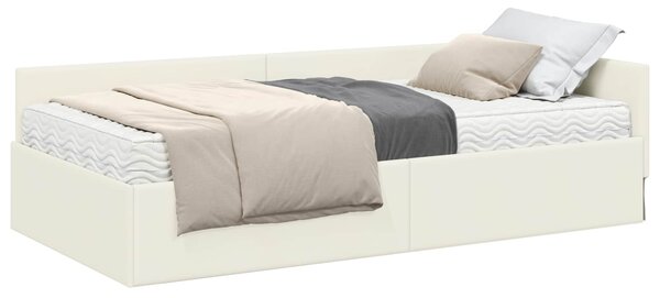 Kutni krevetni okvir s madracem Ostalo 2 pcs Krema Baršun - Krem / 90 x 190 cm