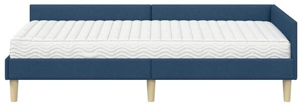 Kutni krevetni okvir s madracem s madracem 2 pcs Plava tkanina - Plava / 90 x 190 cm