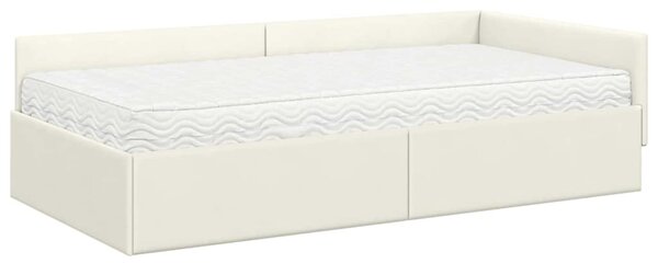 Kutni krevetni okvir s madracem Ostalo 2 pcs Krema Baršun - Krem / 90 x 190 cm