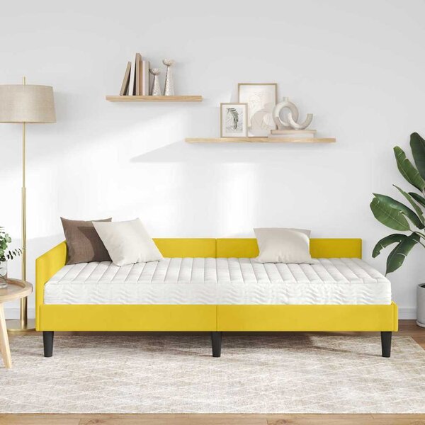 Kutni krevetni okvir s madracem Ostalo 2 pcs Žuta Baršun - Žuta / 80 x 200 cm