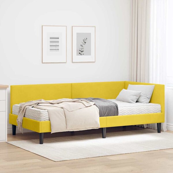 Kutni krevetni okvir s madracem Ostalo 2 pcs Žuta Baršun - Žuta / 80 x 200 cm