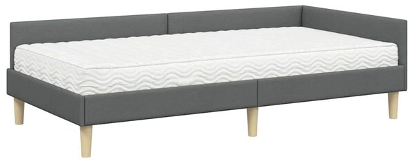 Kutni krevetni okvir s madracem s madracem 2 pcs Siva tkanina - Crvena / 80 x 200 cm