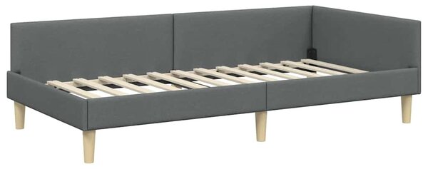 Kutni krevetni okvir s madracem s madracem 2 pcs Siva tkanina - Crvena / 80 x 200 cm