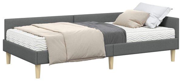 Kutni krevetni okvir s madracem s madracem 2 pcs Siva tkanina - Crvena / 80 x 200 cm