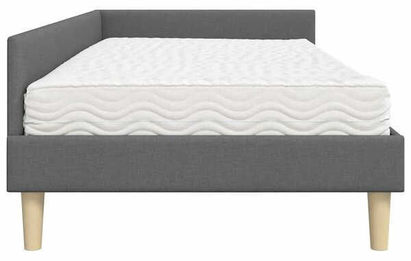Kutni krevetni okvir s madracem s madracem 2 pcs Siva tkanina - Crvena / 80 x 200 cm
